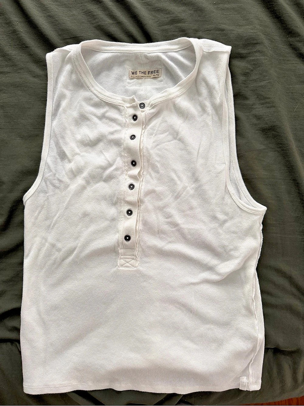 We The Free Ribbed Henley Tank in White Like New